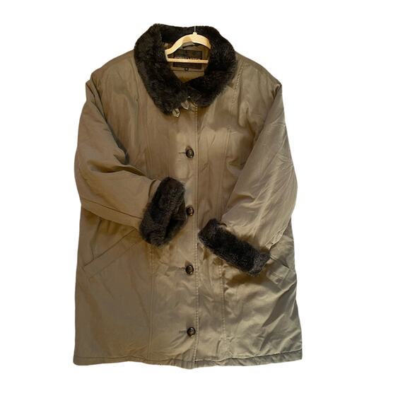 Forecaster of Boston Unisex Medium Olive Army Green Winter Parka Jacket Faux Fur - Picture 1 of 7